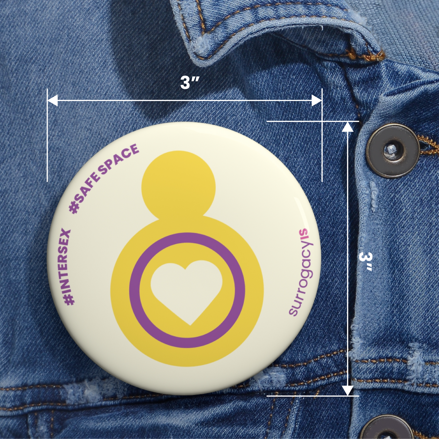 Belly of Love Pride Button Pin - Intersex