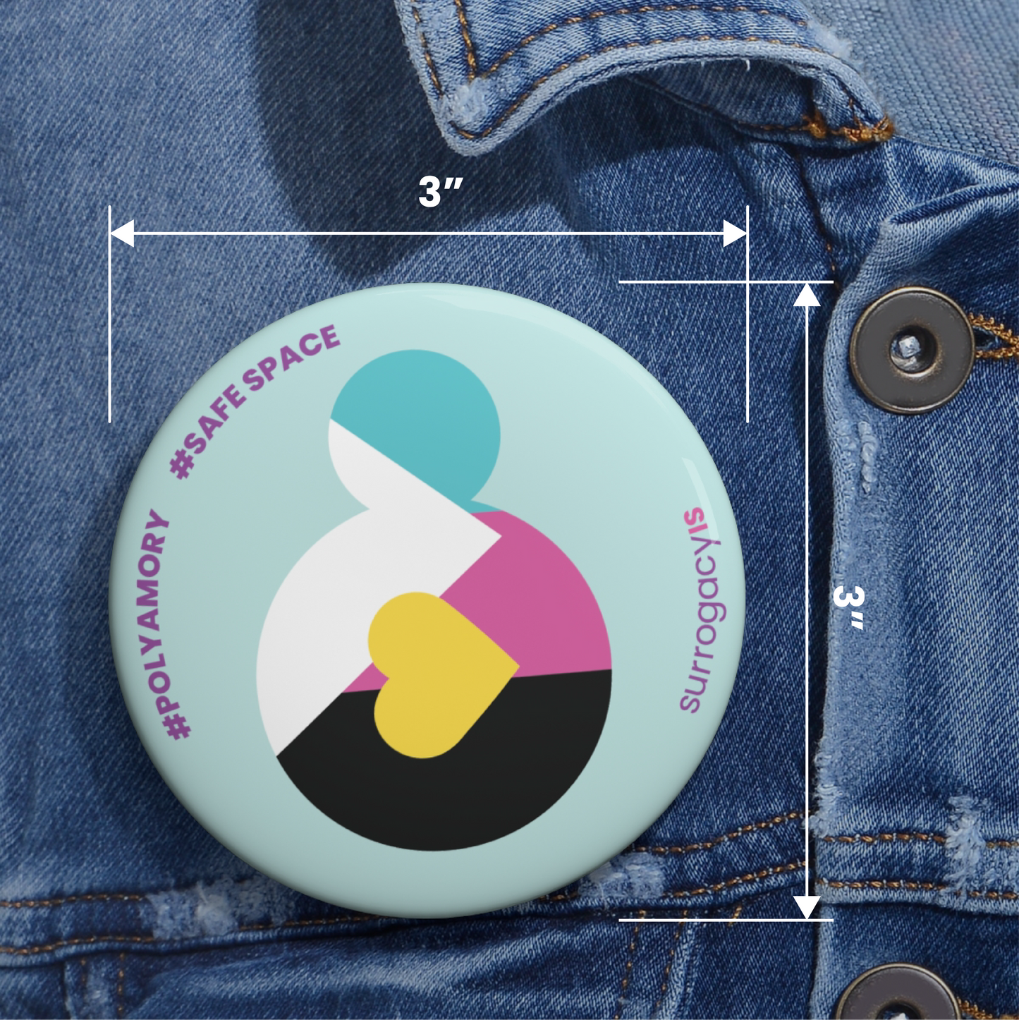 Belly of Love Pride Button Pin - Polyamory