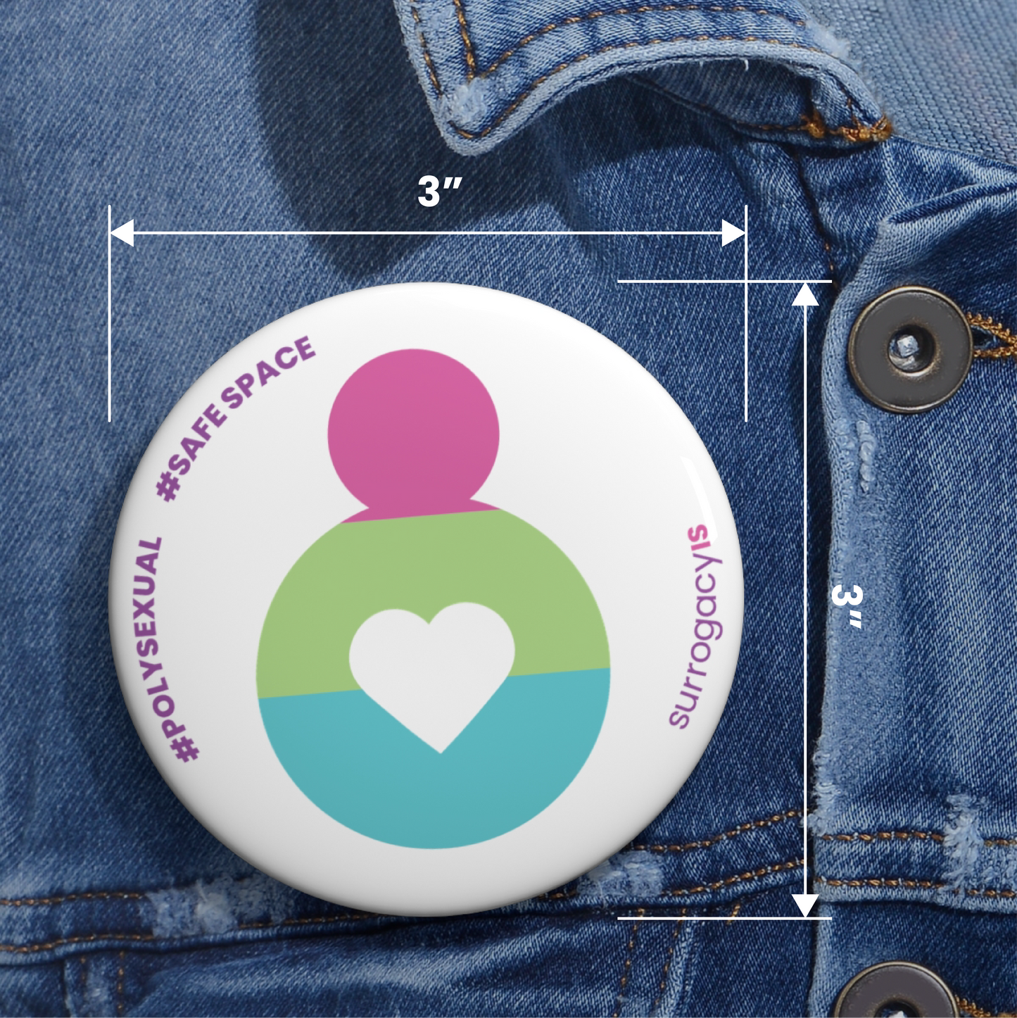 Belly of Love Pride Button Pin - Polysexual