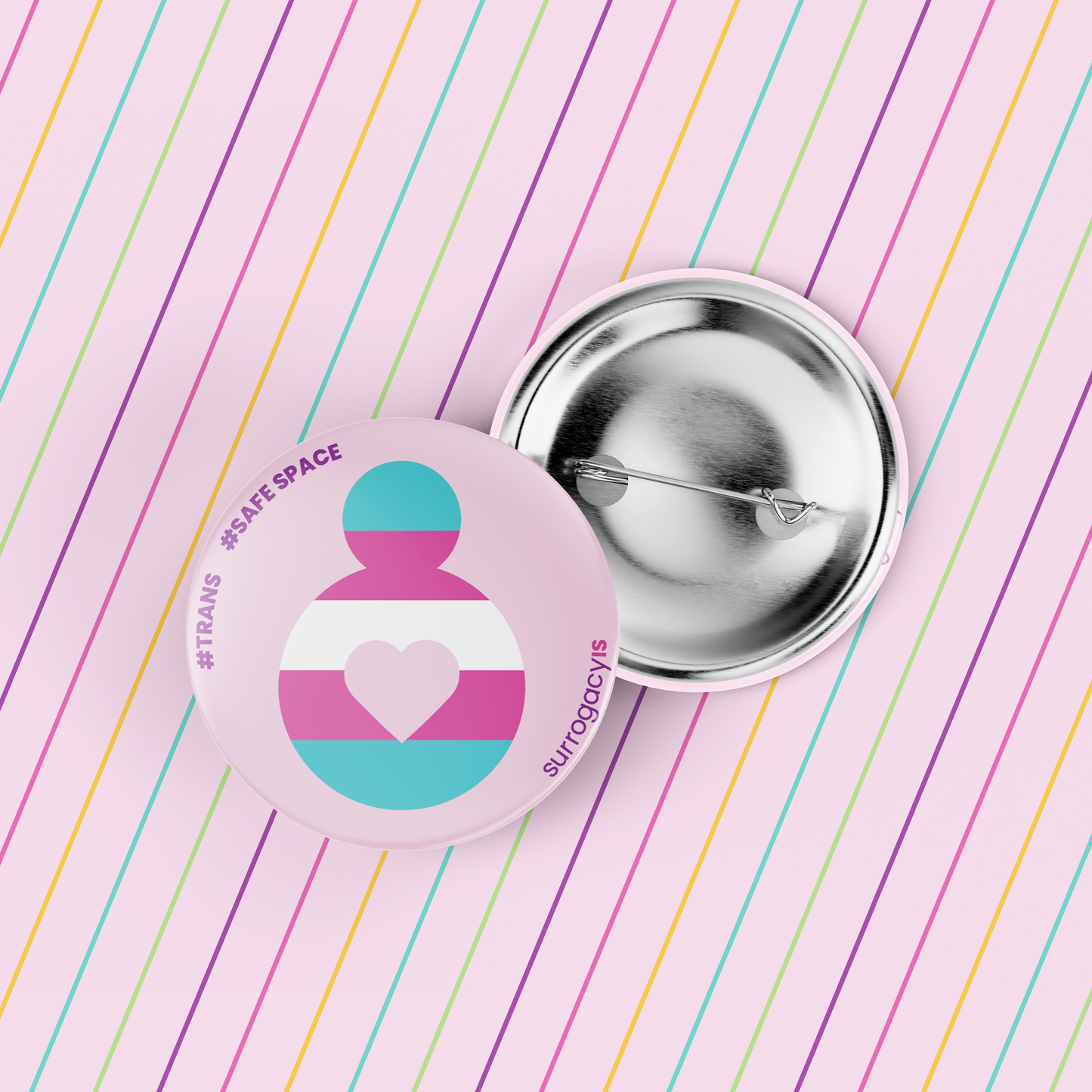 Belly of Love Pride Button Pin - Transgender