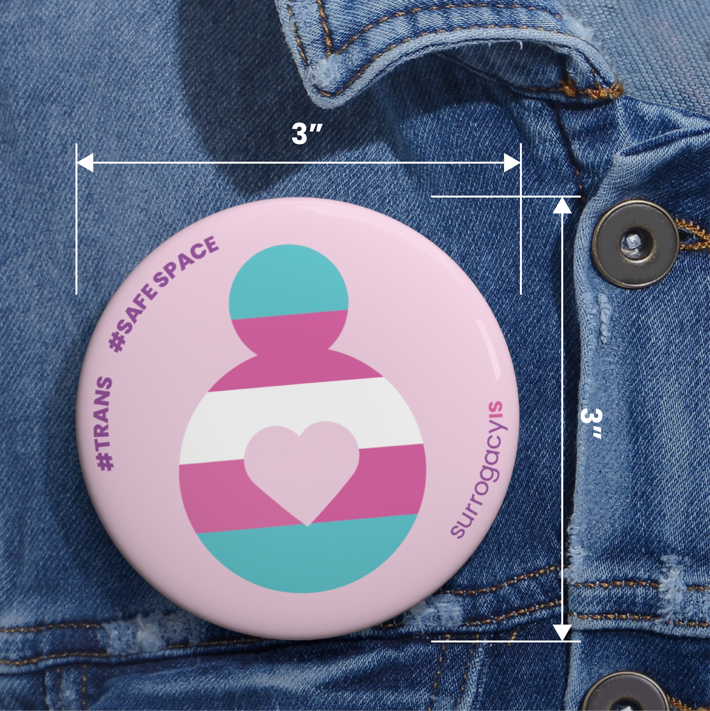 Belly of Love Pride Button Pin - Transgender