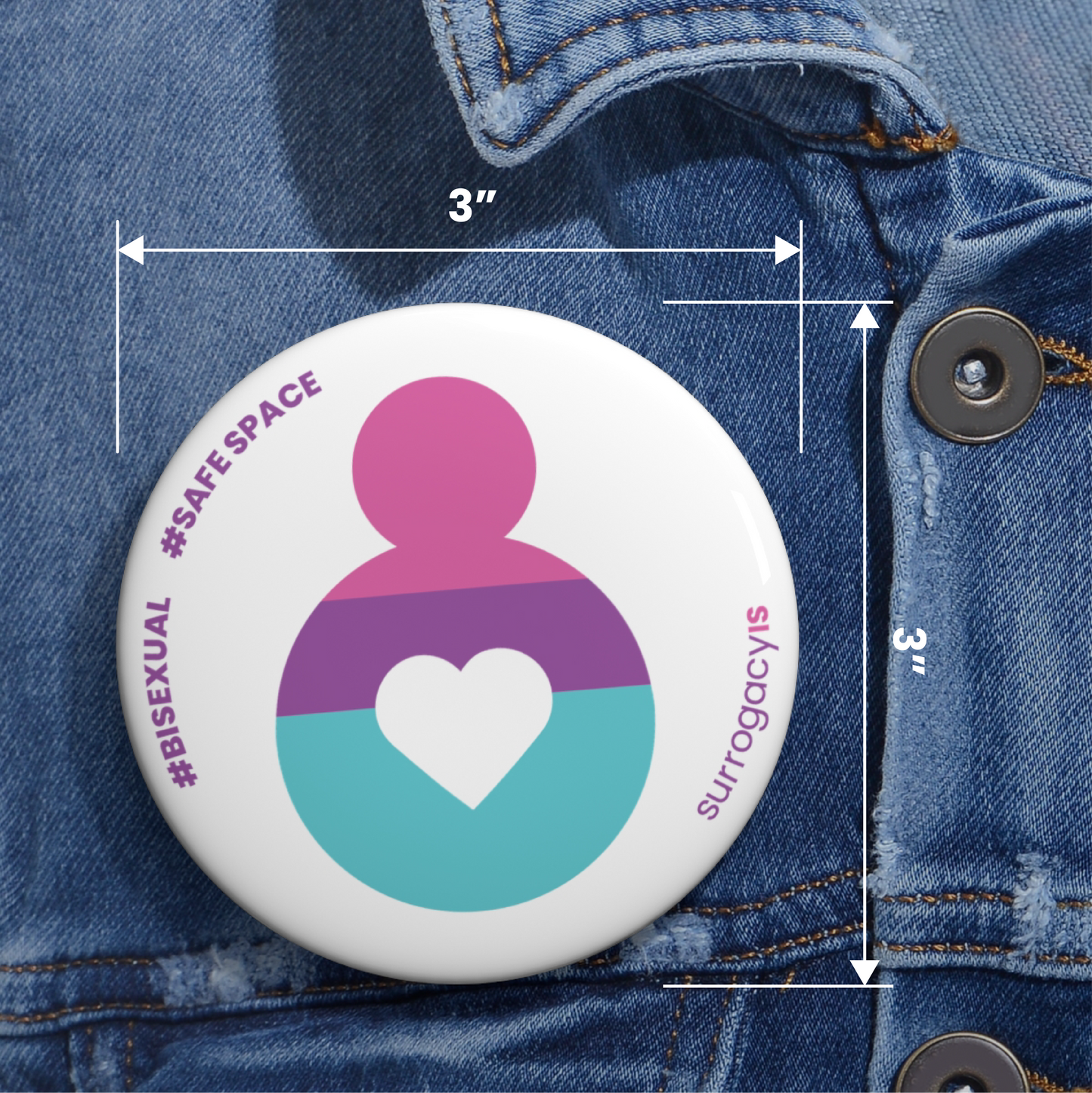 Belly of Love Pride Button Pin - Bisexual
