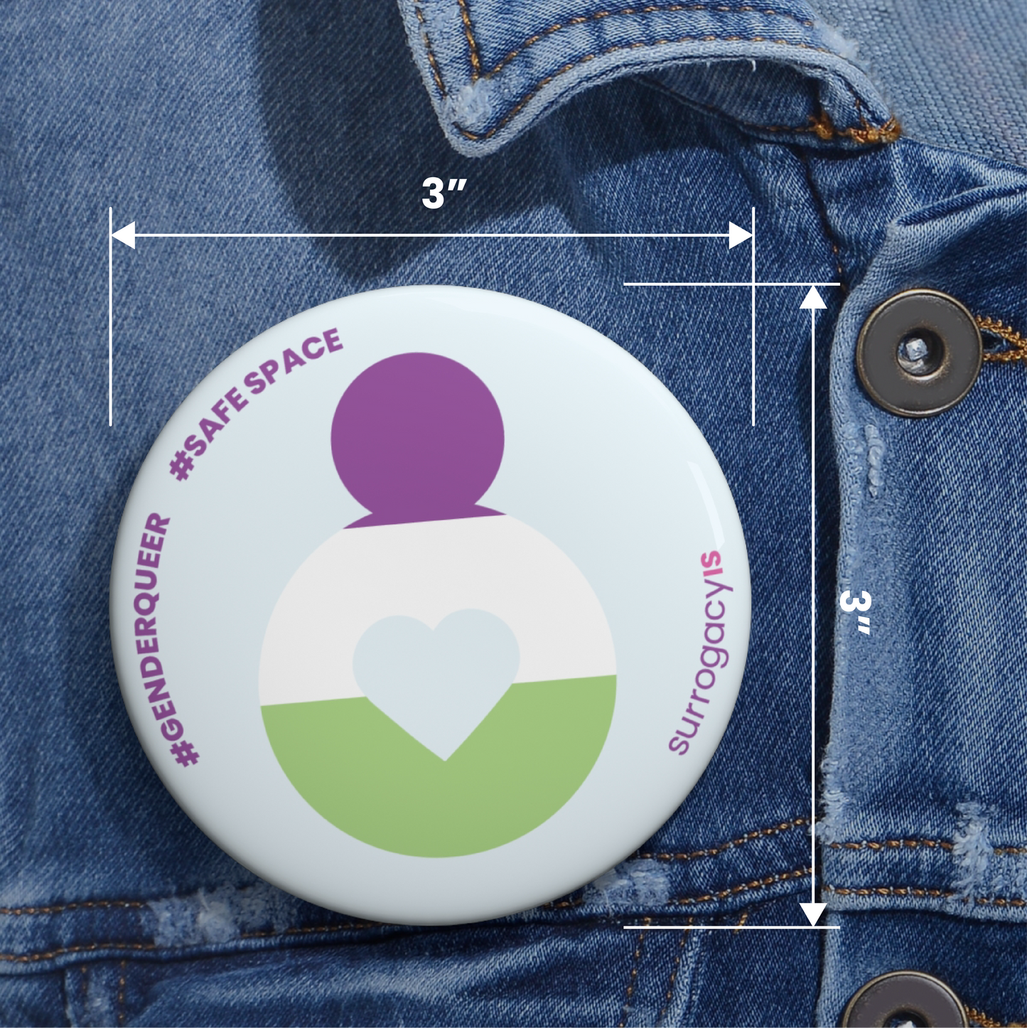 Belly of Love Pride Button Pin - Genderqueer
