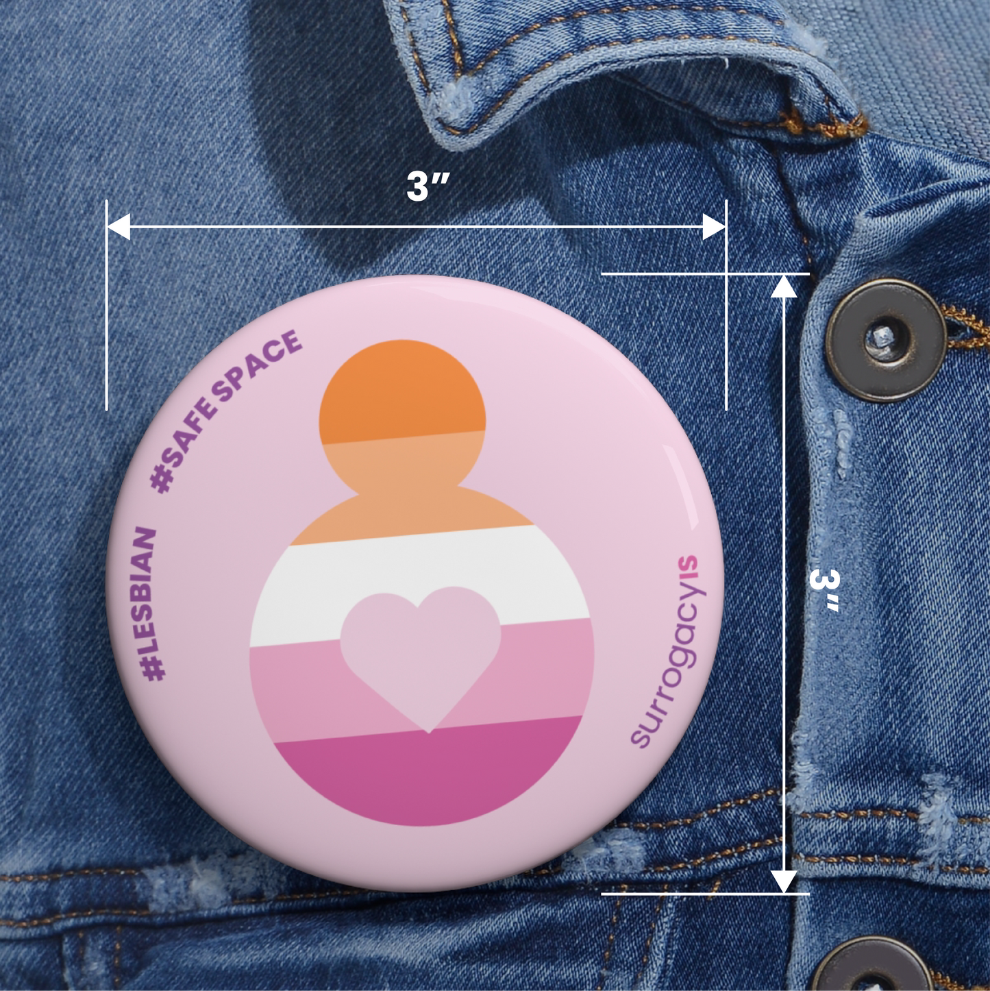 Belly of Love Pride Button Pin - Lesbian