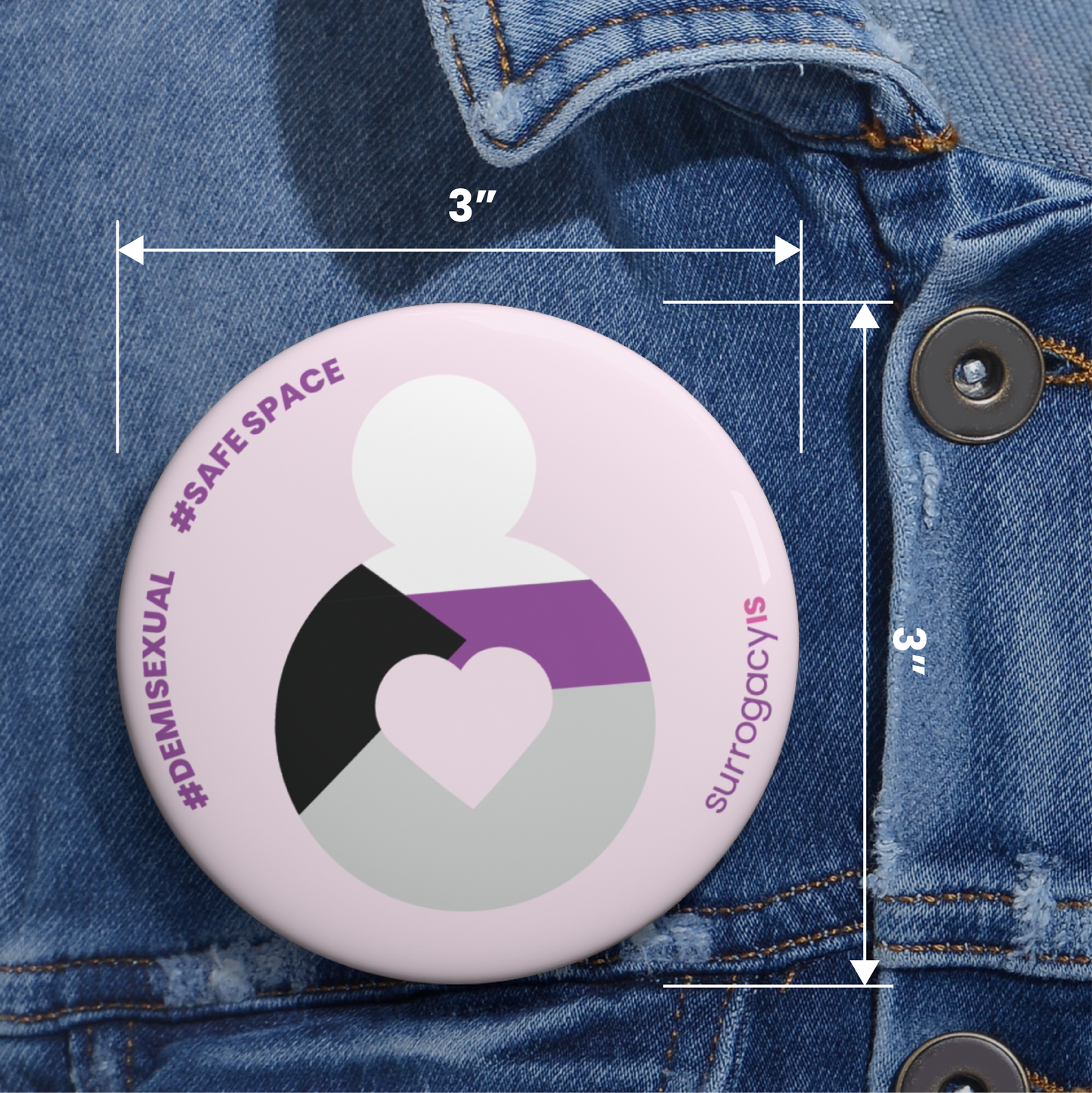 Belly of Love Pride Button Pin - Demisexual