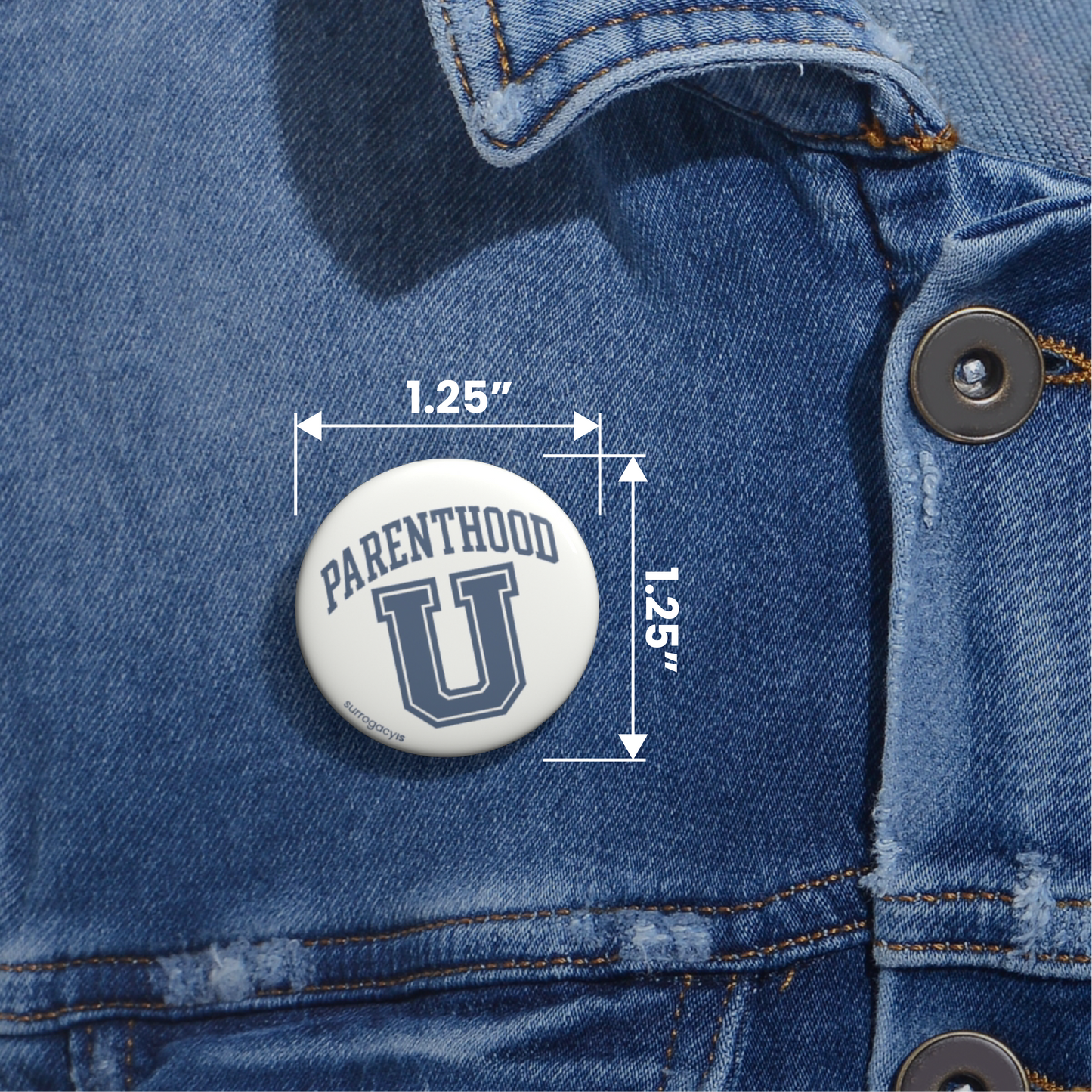 Parenthood U Button Pin